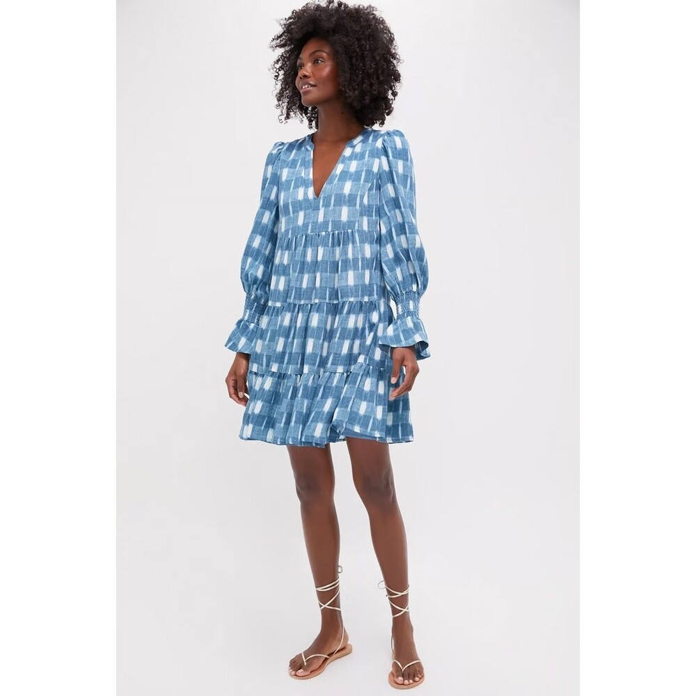 NWT Tuckernuck Pomander Place Kenzo Dress XL Blue Tiered Mini Dress